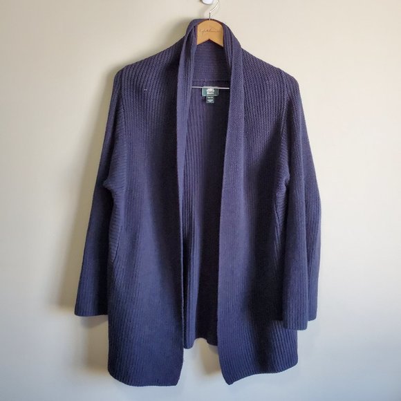 ROOTS / XS-M / Women's Cotton & Linen Blend Open Chunky Knit Cardigan Sweater - Picture 1 of 11